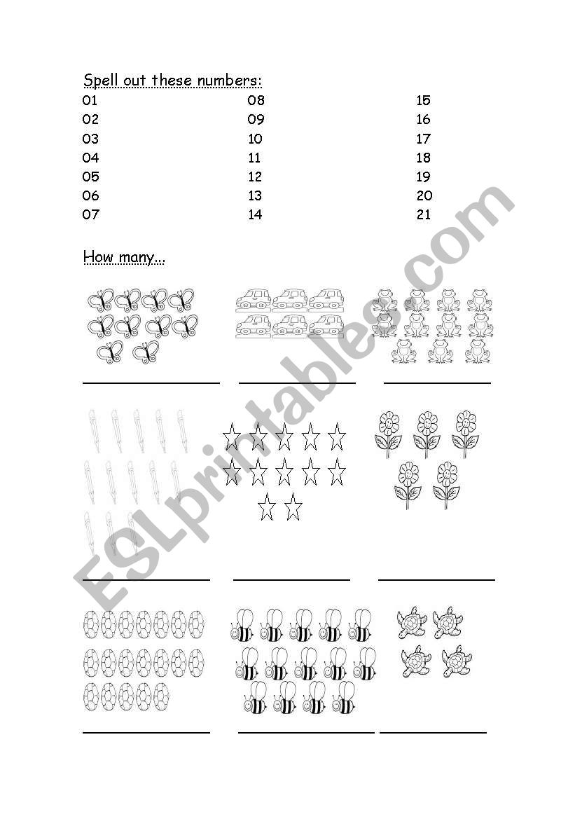 English worksheets: spell out these numbers