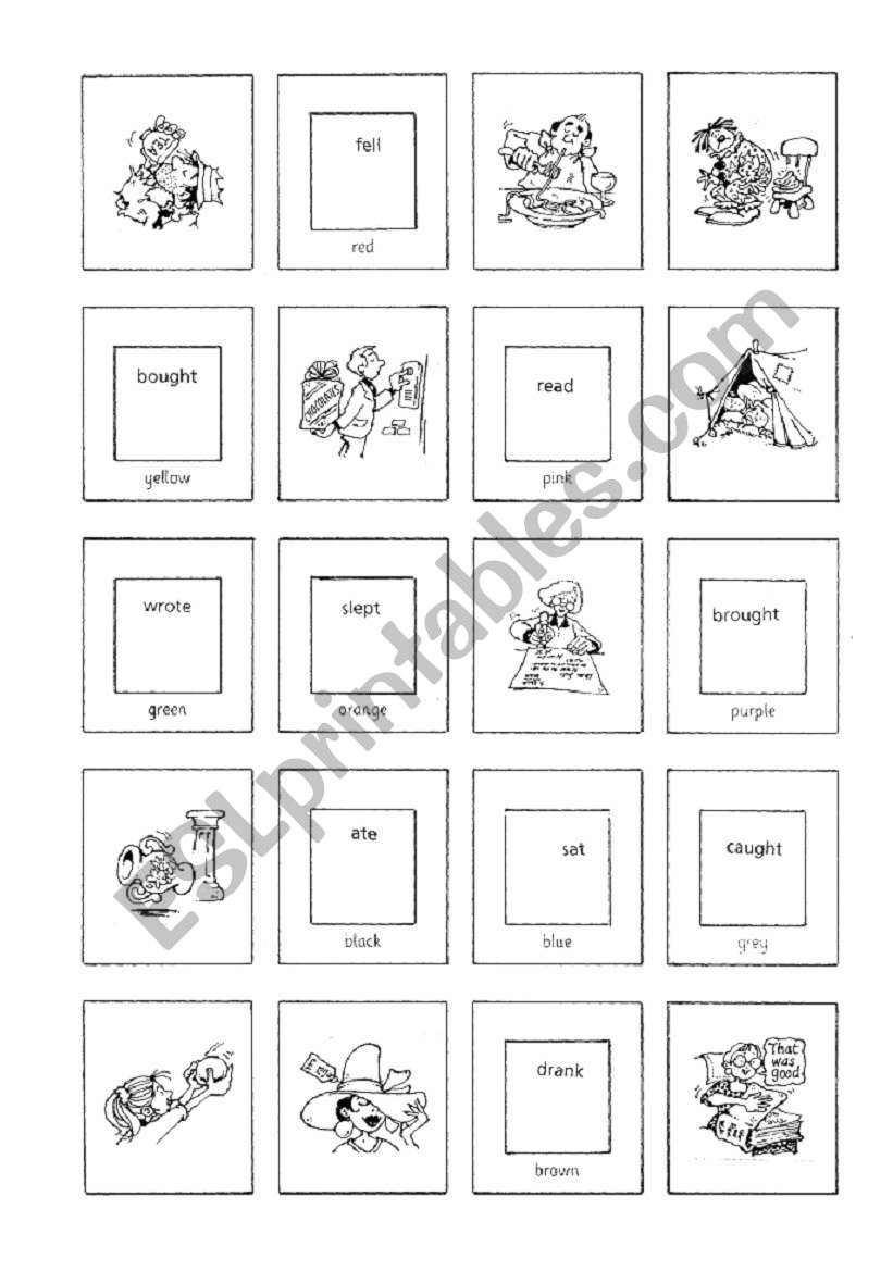 Past Simple colouring page worksheet