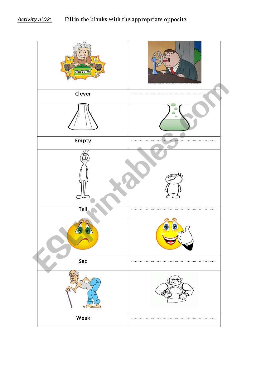 Opposite Pictionary worksheet