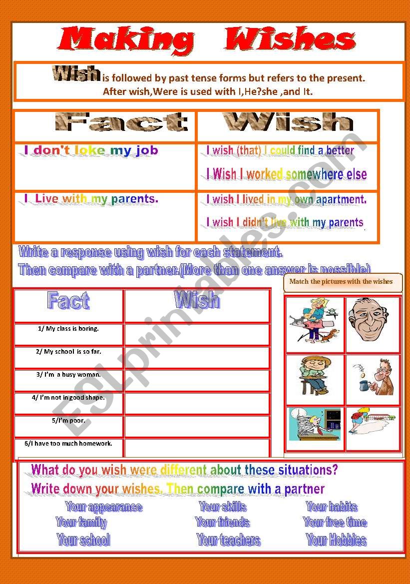 Making Wishes worksheet