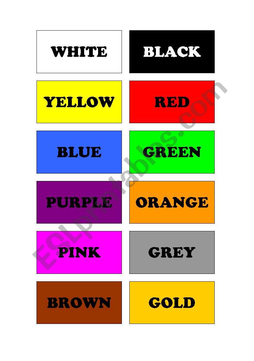 Colours.  Examples. worksheet