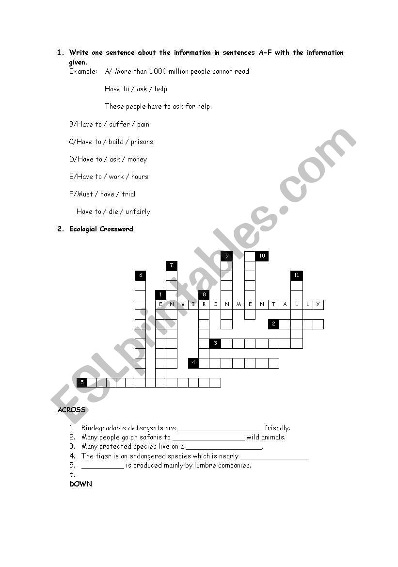 crosswords worksheet