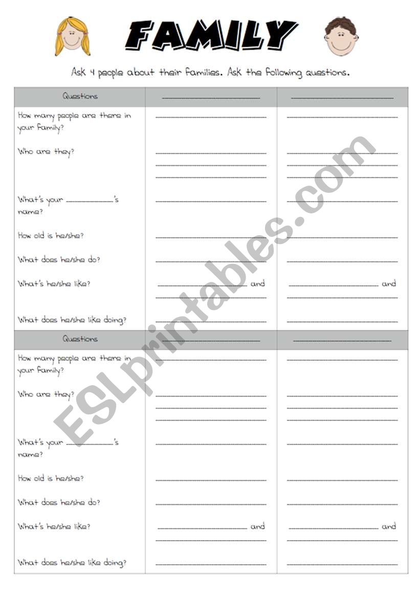 Family worksheet