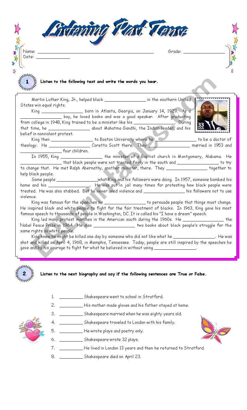 Listening Past Tense ESL Worksheet By Mexe