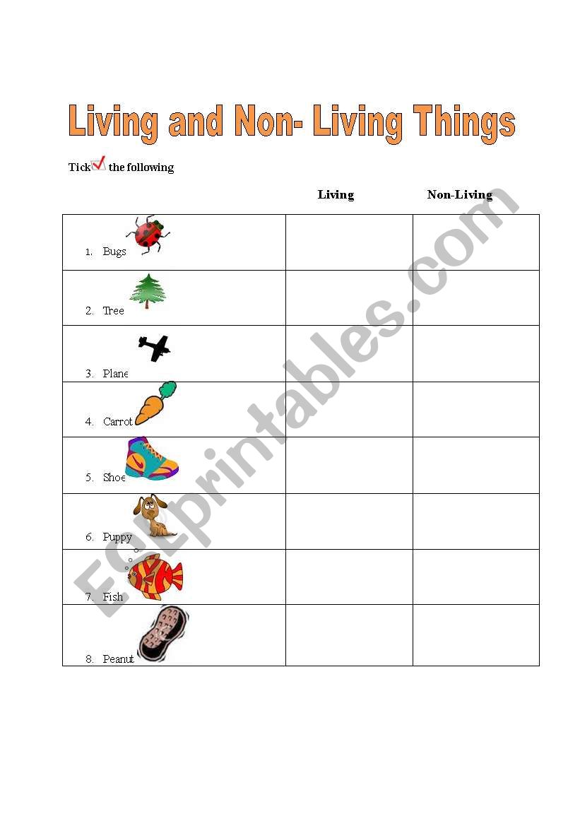 Living and Non-Living Things worksheet