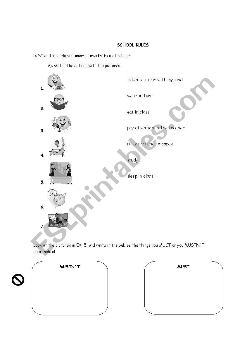 SCHOOL RULES worksheet