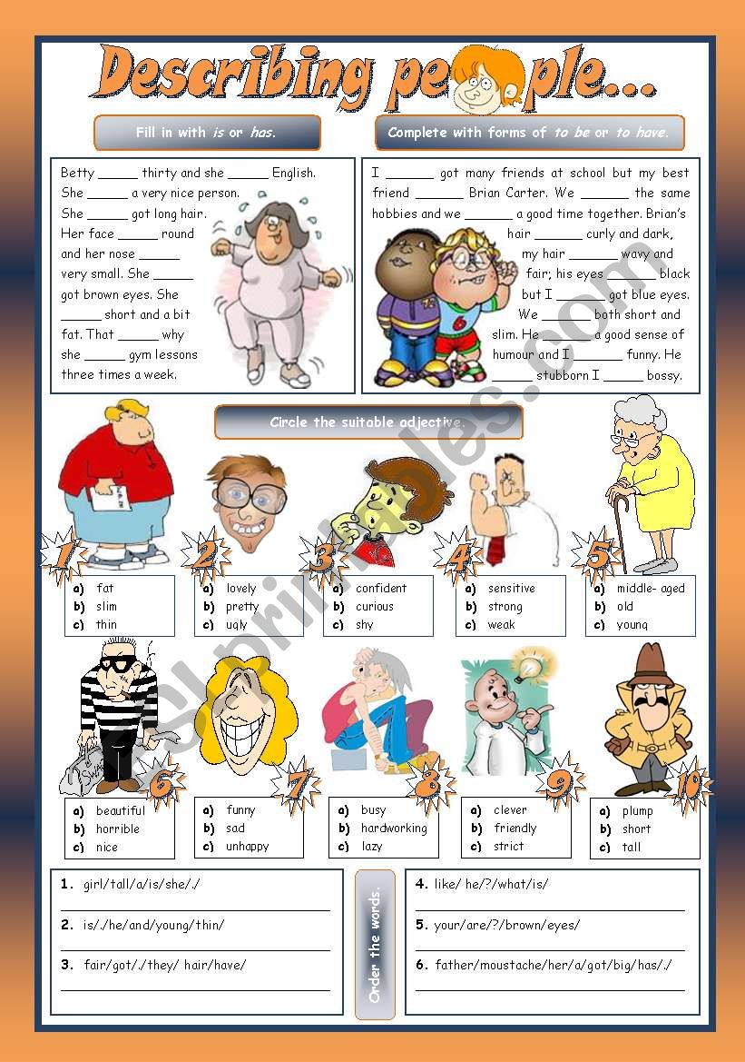 DESCRIBING PEOPLE ESL Worksheet By Mariaolimpia