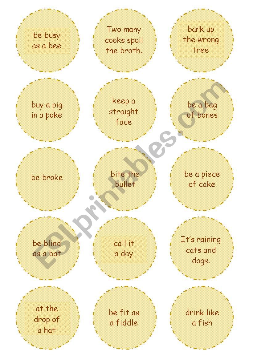 Idioms In Everyday Use • Fun Speaking Activity • Mix And Match Card Game • 9 Pages • Good For 0759