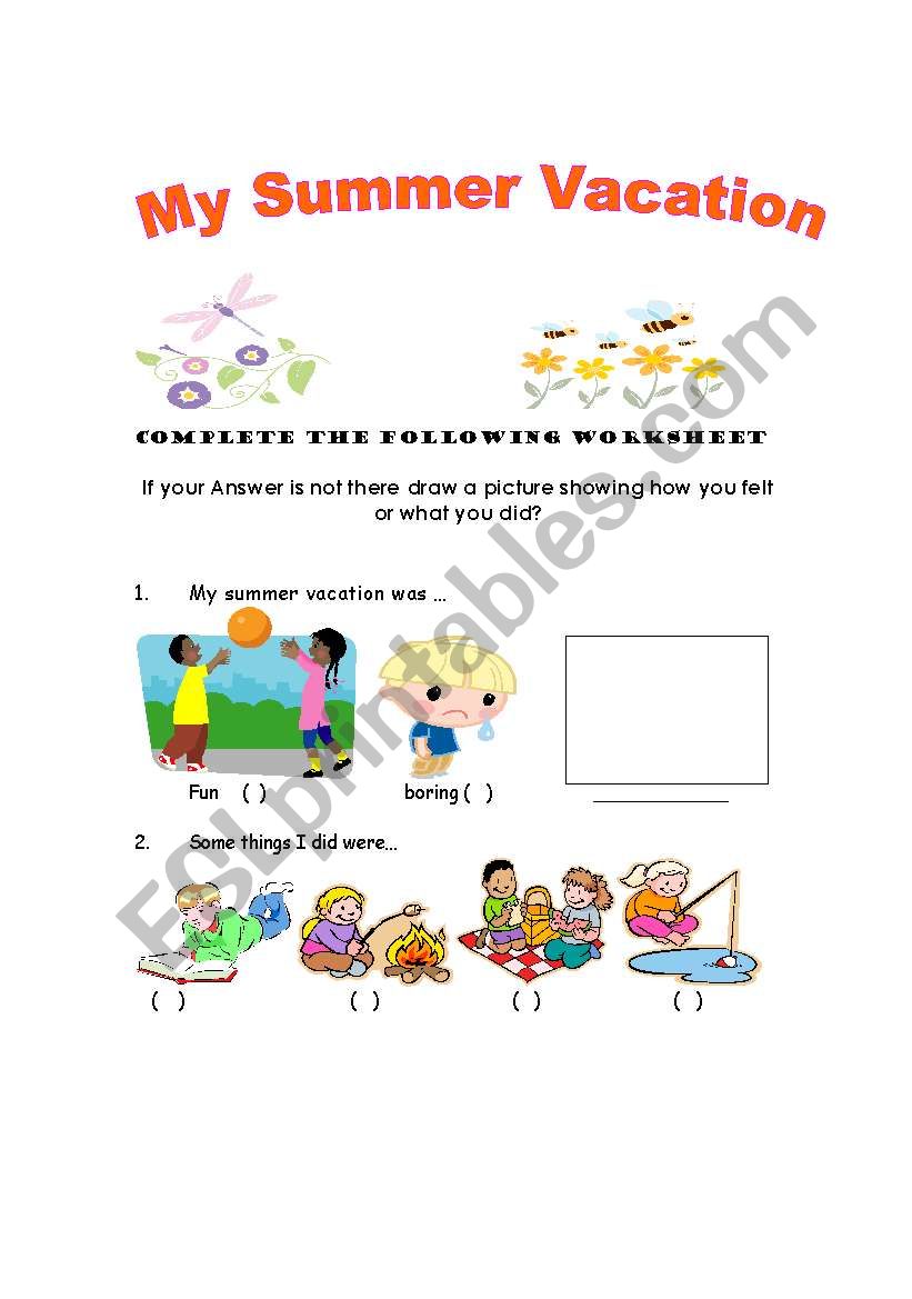 My Summer Vacation worksheet