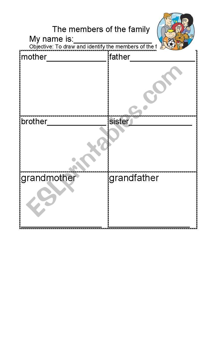 The members of the family worksheet