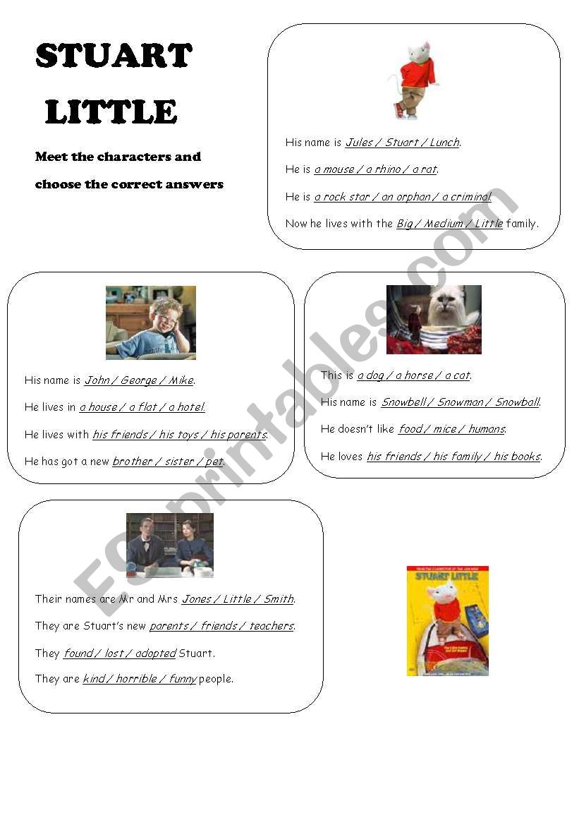 Stuart Little Characters worksheet