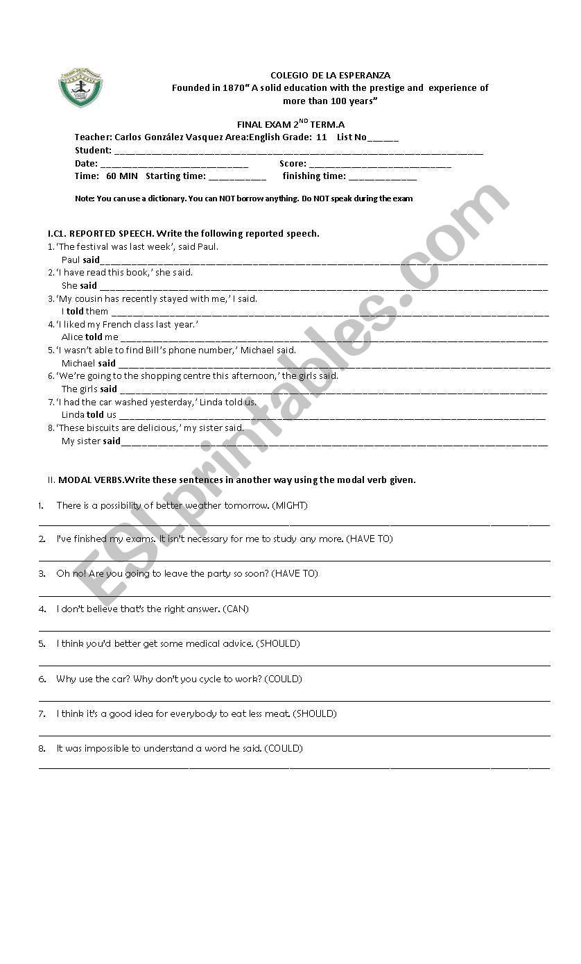 11th test worksheet