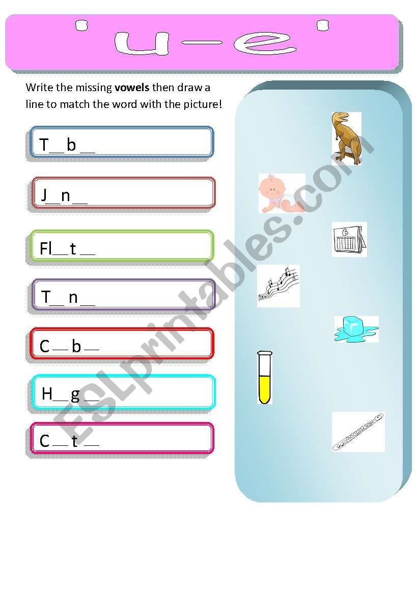 Long vowel u-e worksheet