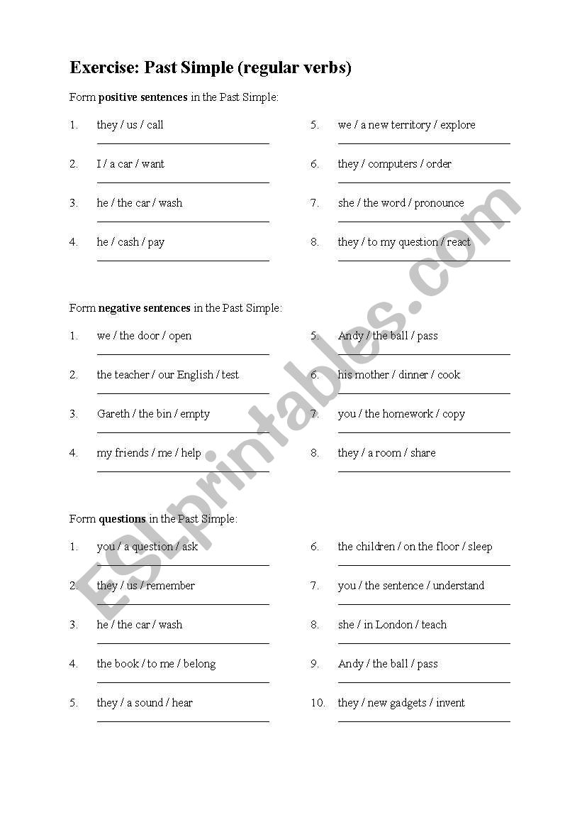 past simple worksheet