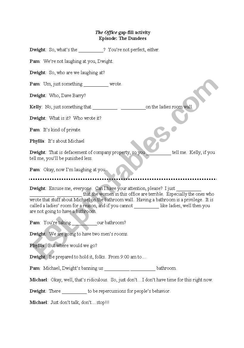 The Office Gap-Fill worksheet