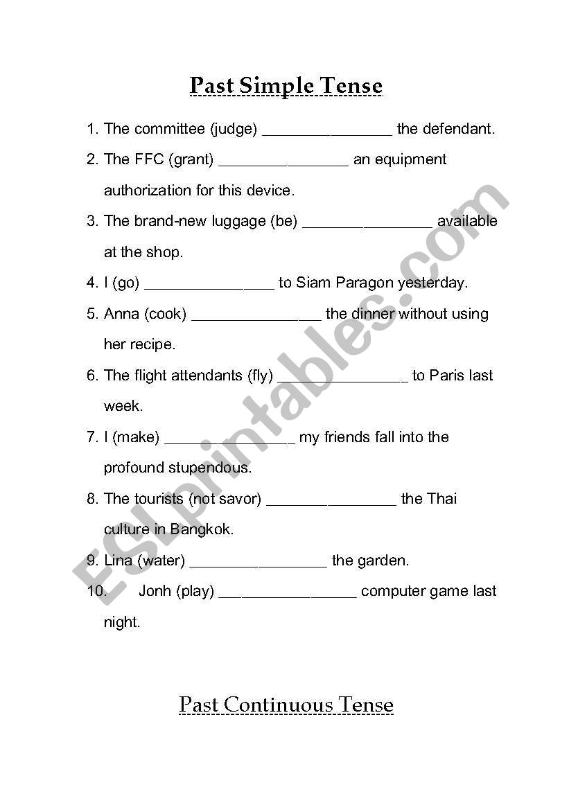 English worksheets: past simple tense2