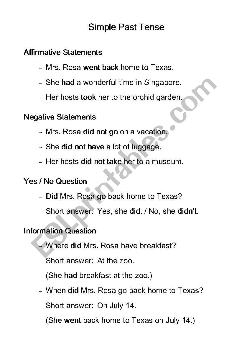 Past Tense worksheet