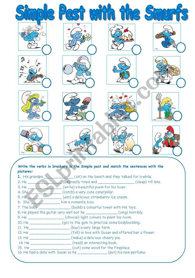 Simple Past with the Smurfs worksheet