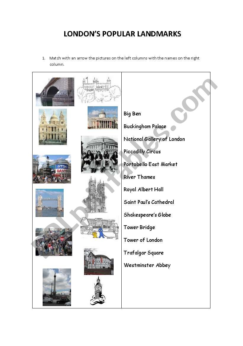 London´s Popular Landmarks - ESL worksheet by sabinasanjora