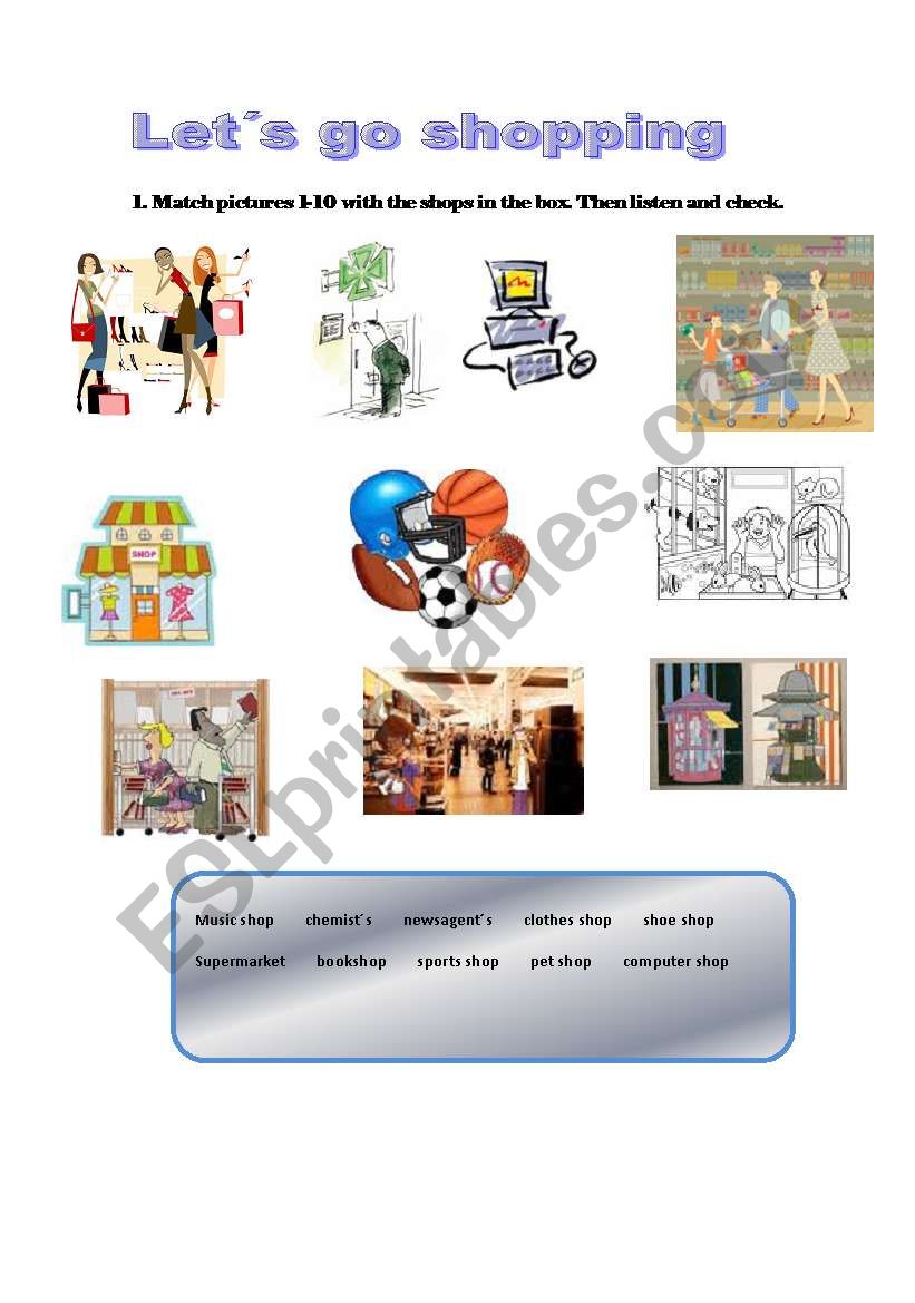 English Worksheets Let´s Go Shopping