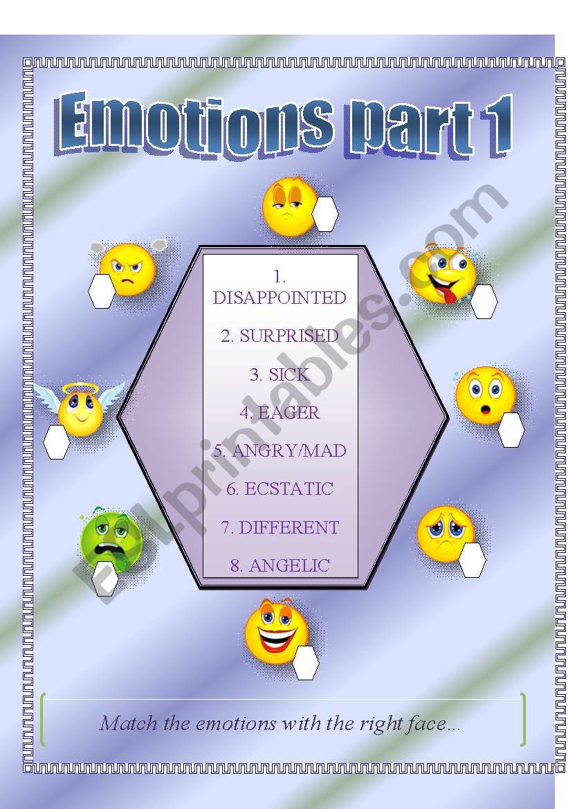 Emotions - matching1 worksheet