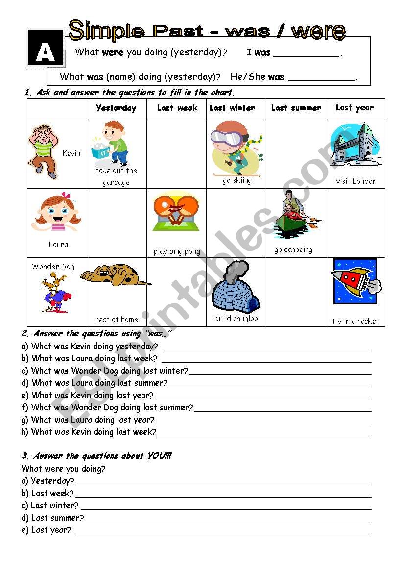 Simple Past Was Were ESL Worksheet By Hieu ngoc