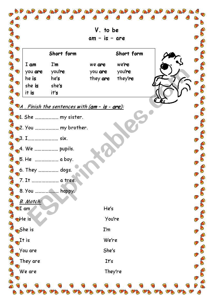 Verb to be worksheet