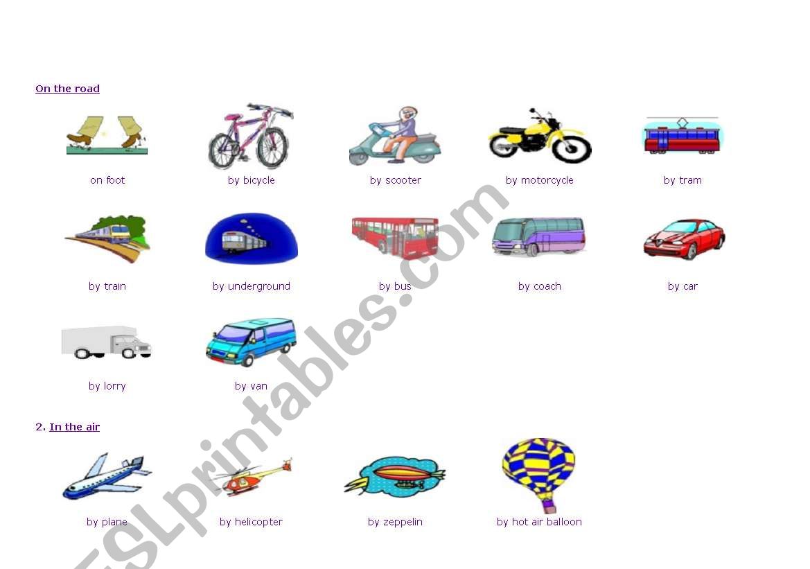 transports vocabulary worksheet