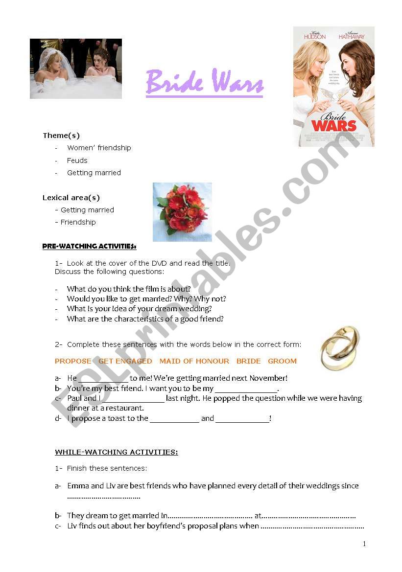 Bride Wars  worksheet