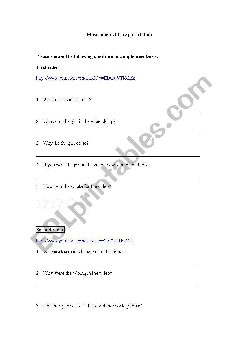 Must Laugh Video Appreciation Worksheet