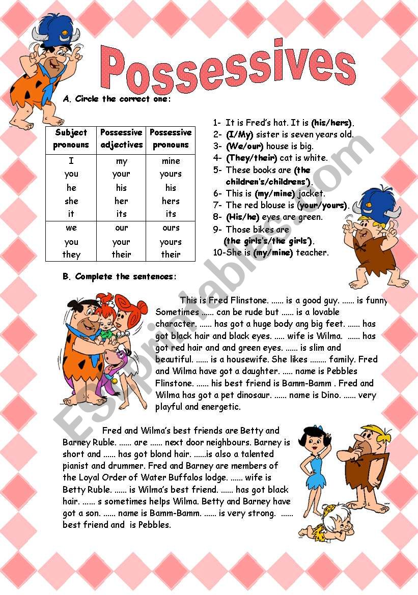 POSSESSIVES ACTIVITIES 2 Pages ESL Worksheet By Sevim 6