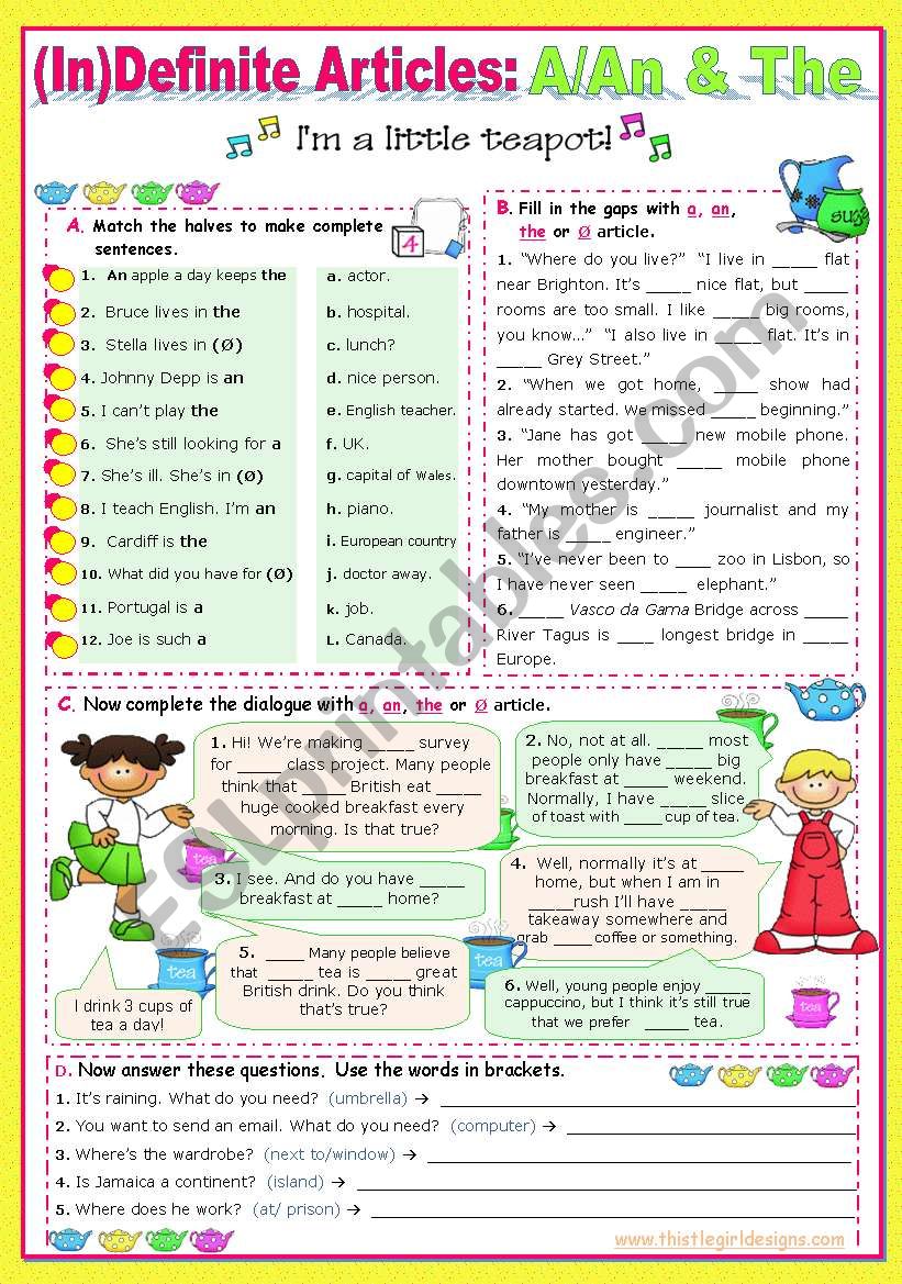 Indefinite Articles Chart