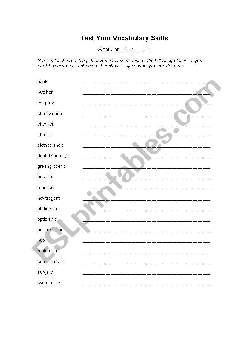 what can I buy? worksheet