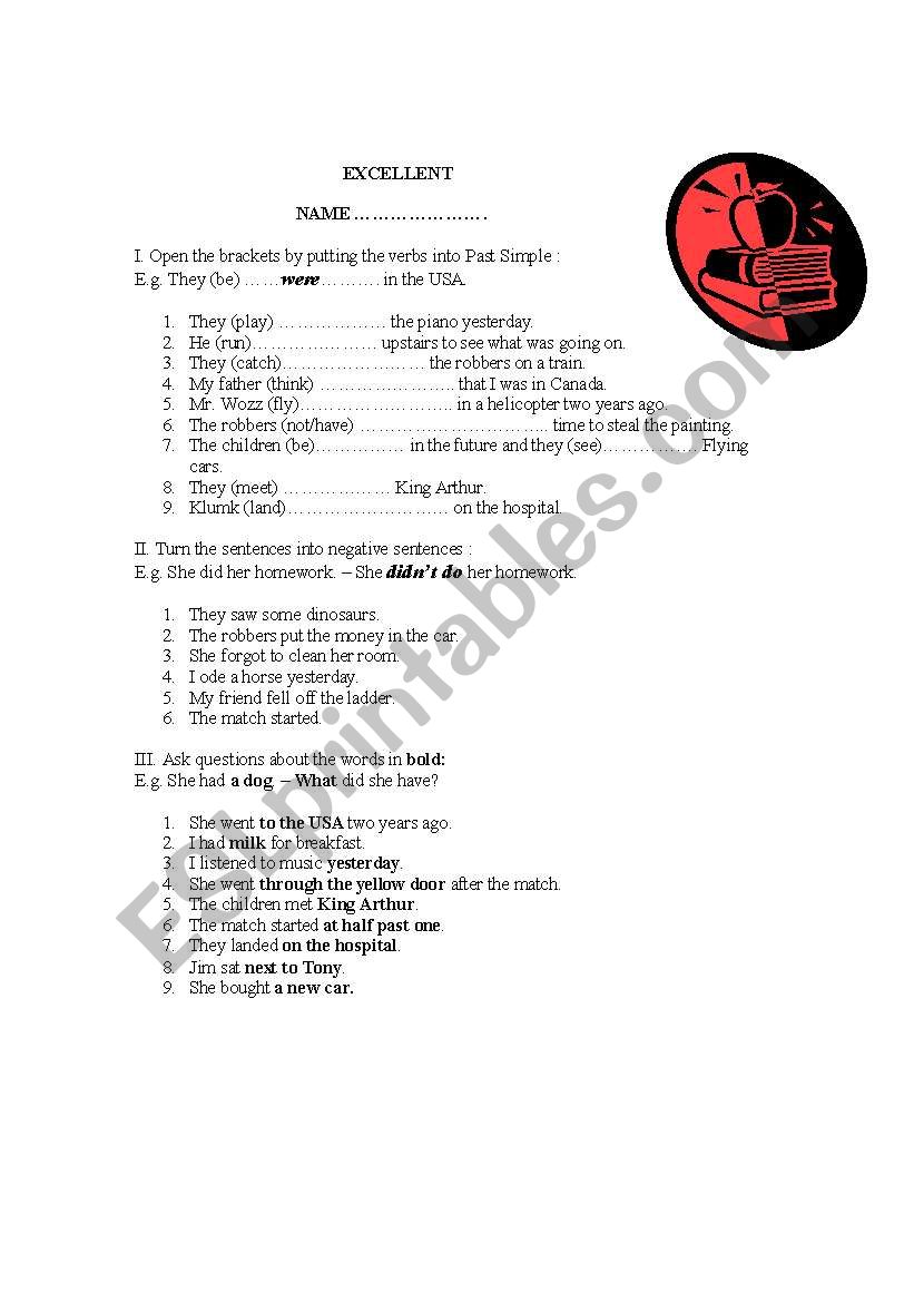 past simple tense worksheet