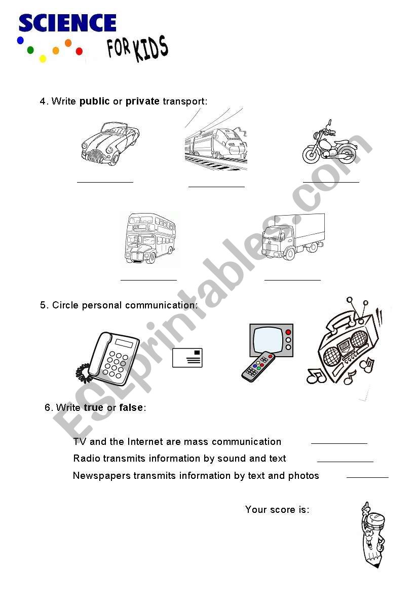 Means of transport part II worksheet