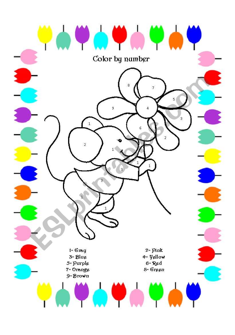 Color By Number ESL Worksheet By BAAC