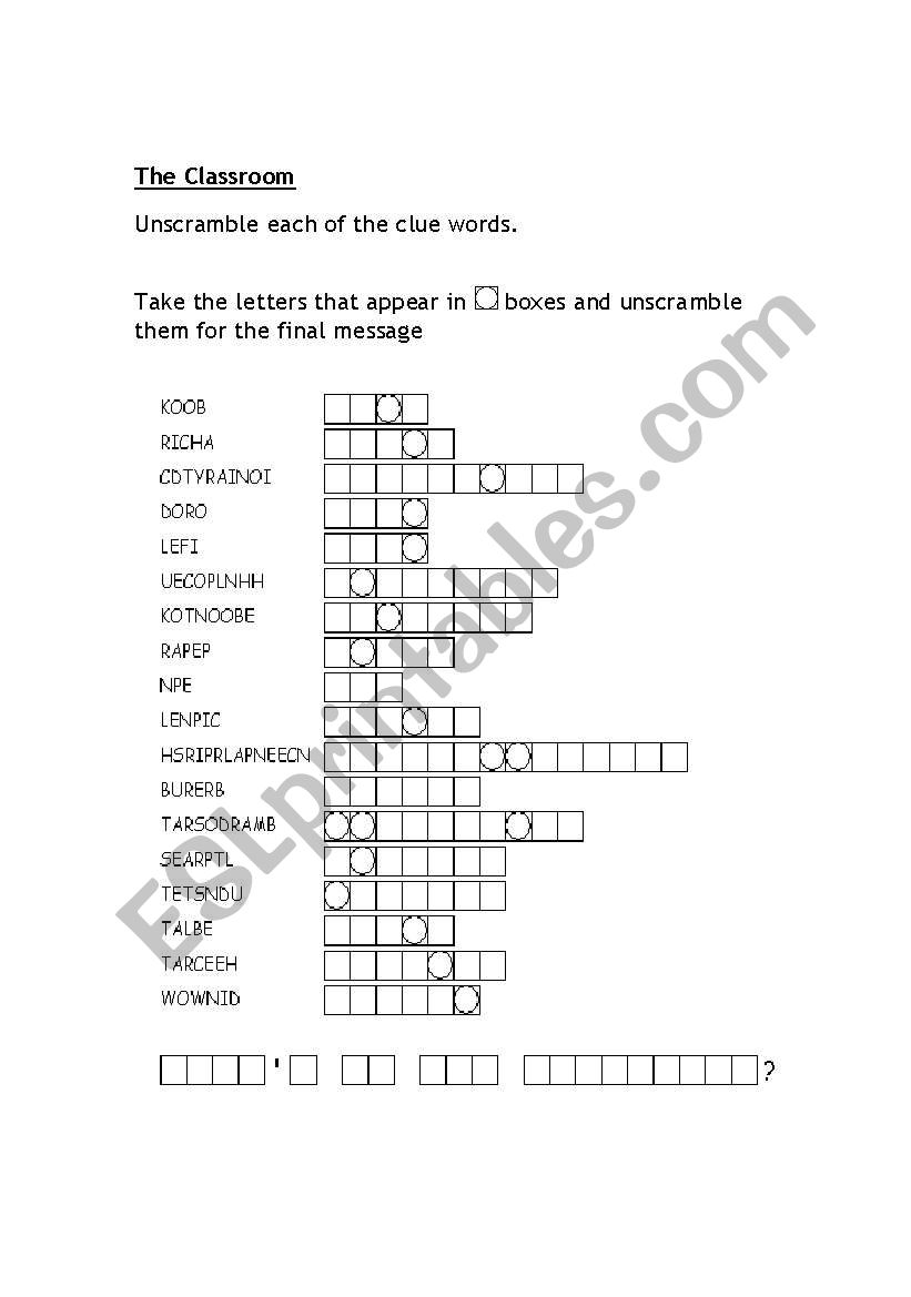 The Clasroom worksheet