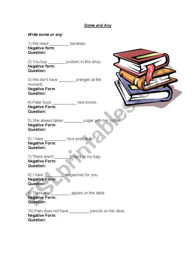 Some and Any worksheet worksheet