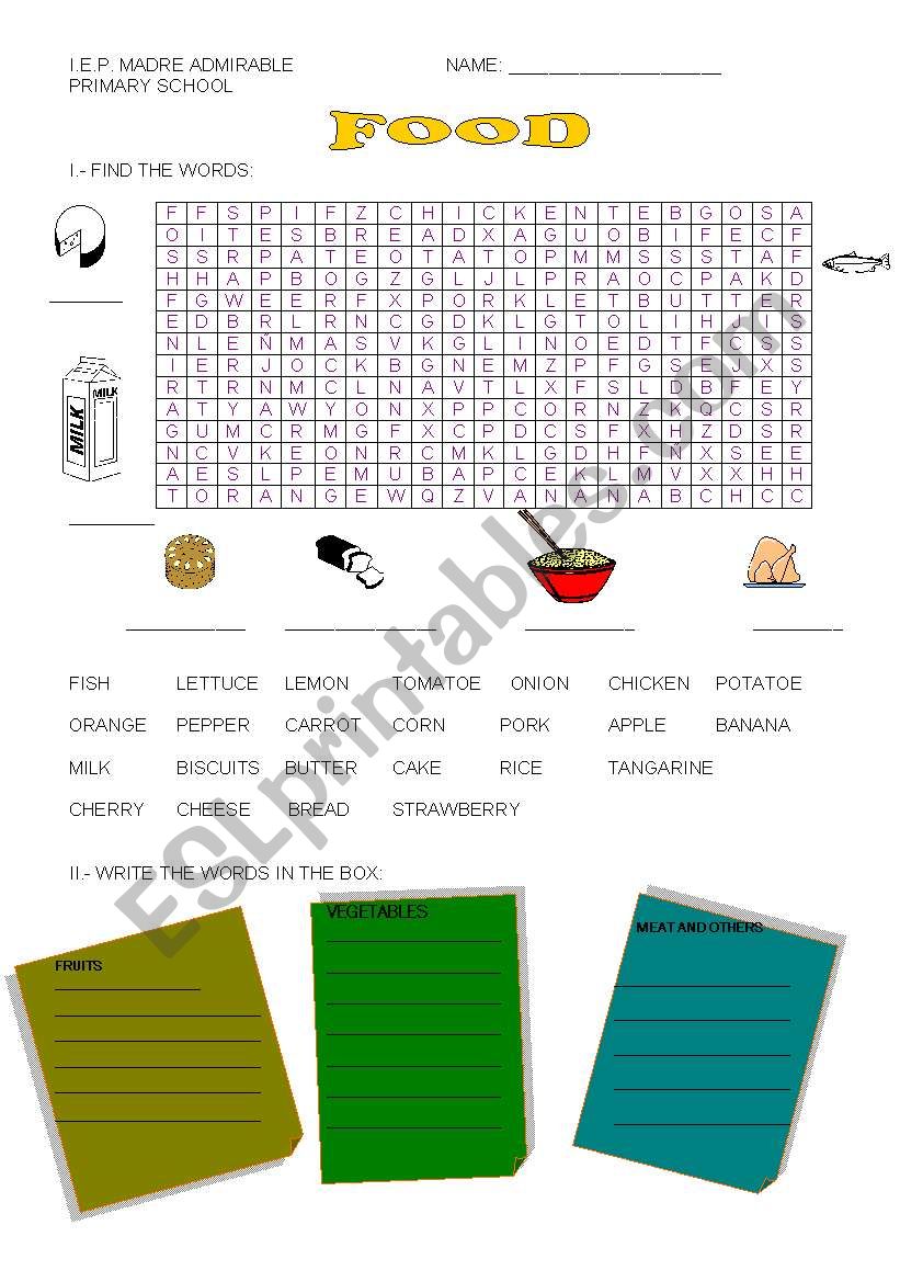 food worksheet