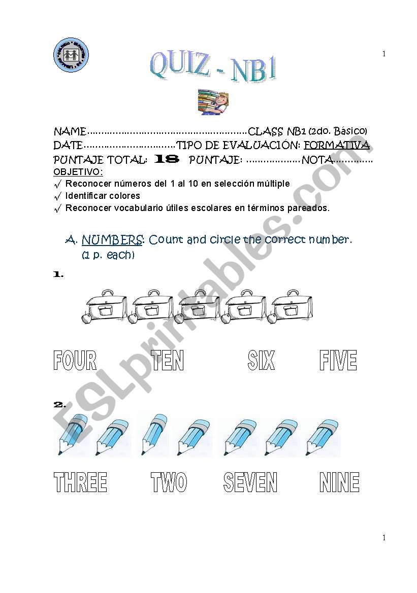 Quiz worksheet