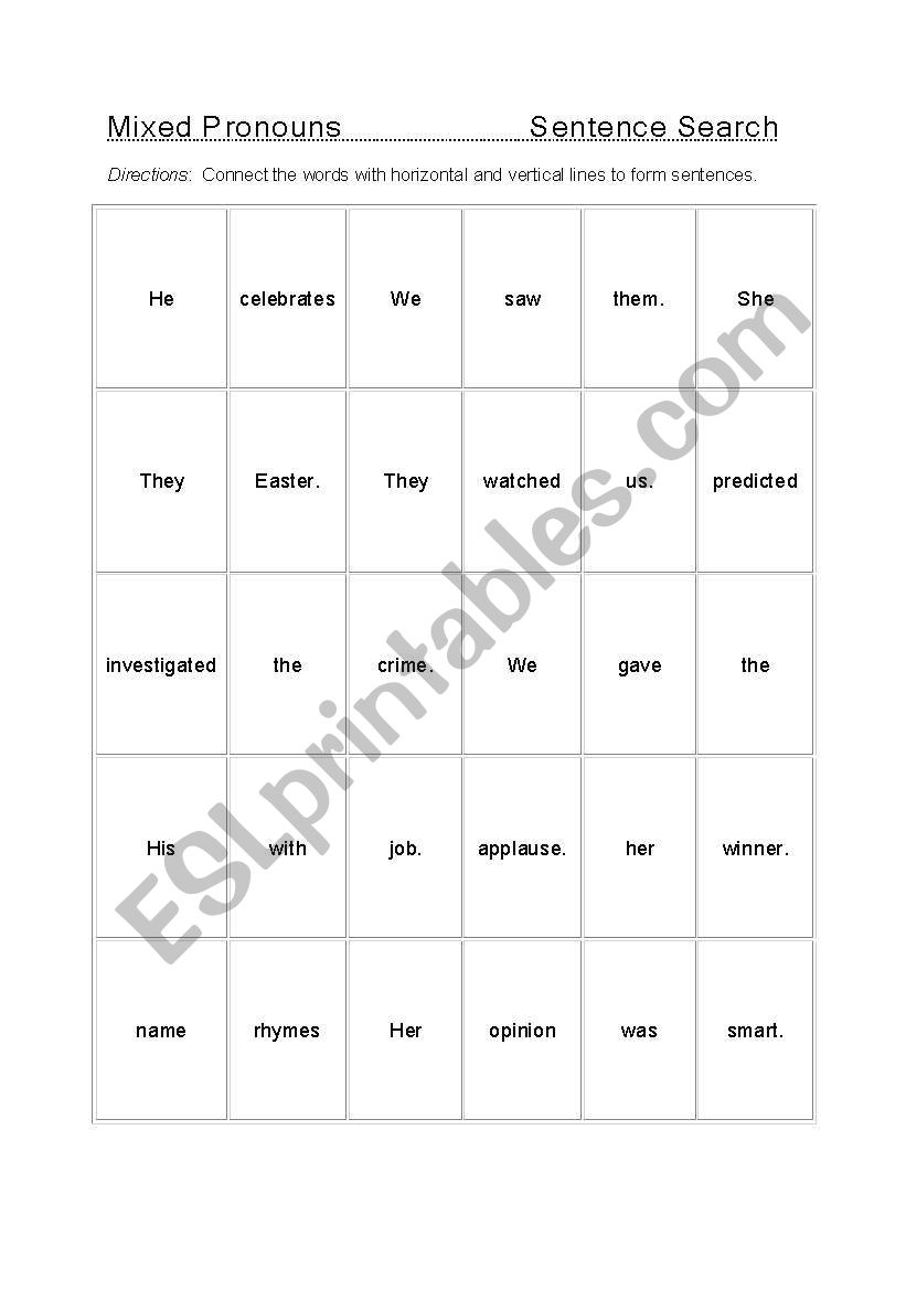 pronoun worksheet