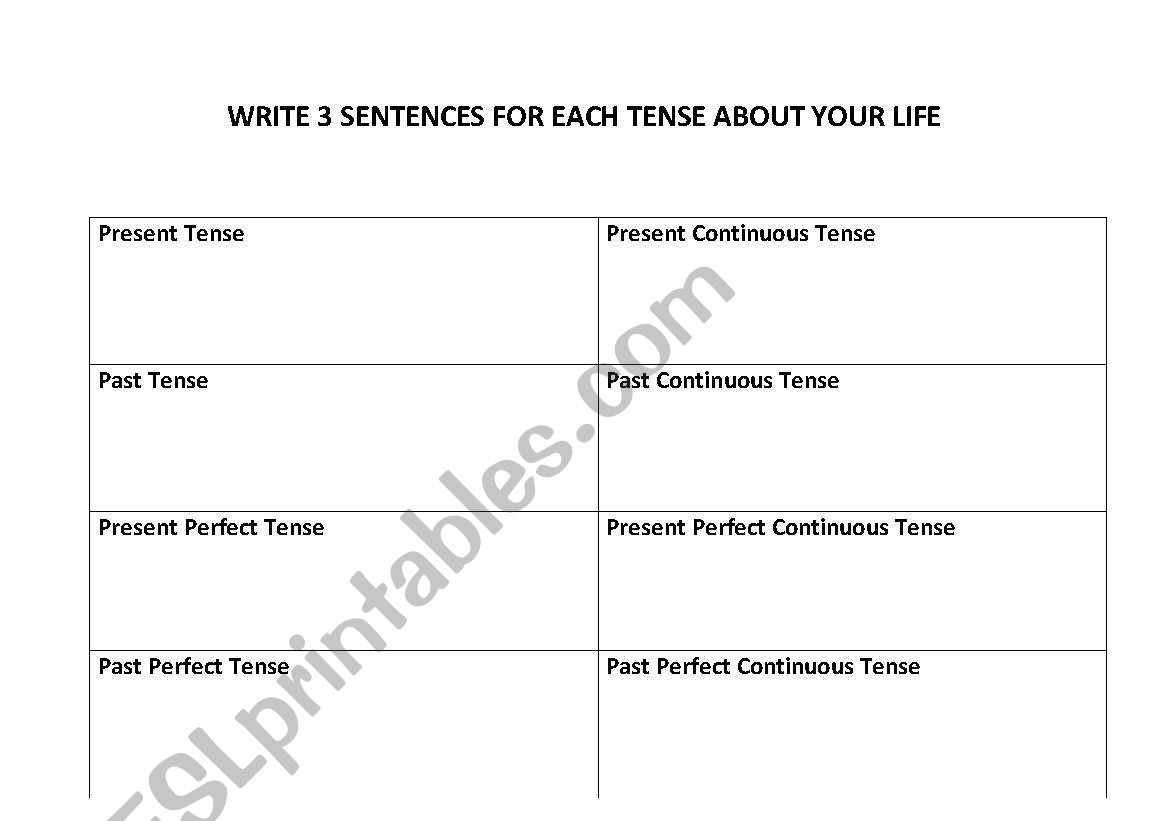 tense revision worksheet