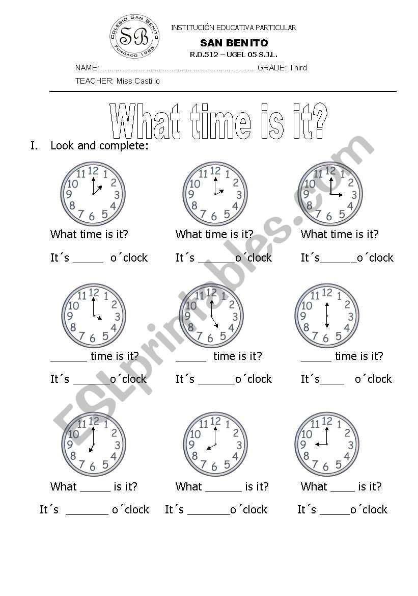 What time is it? worksheet