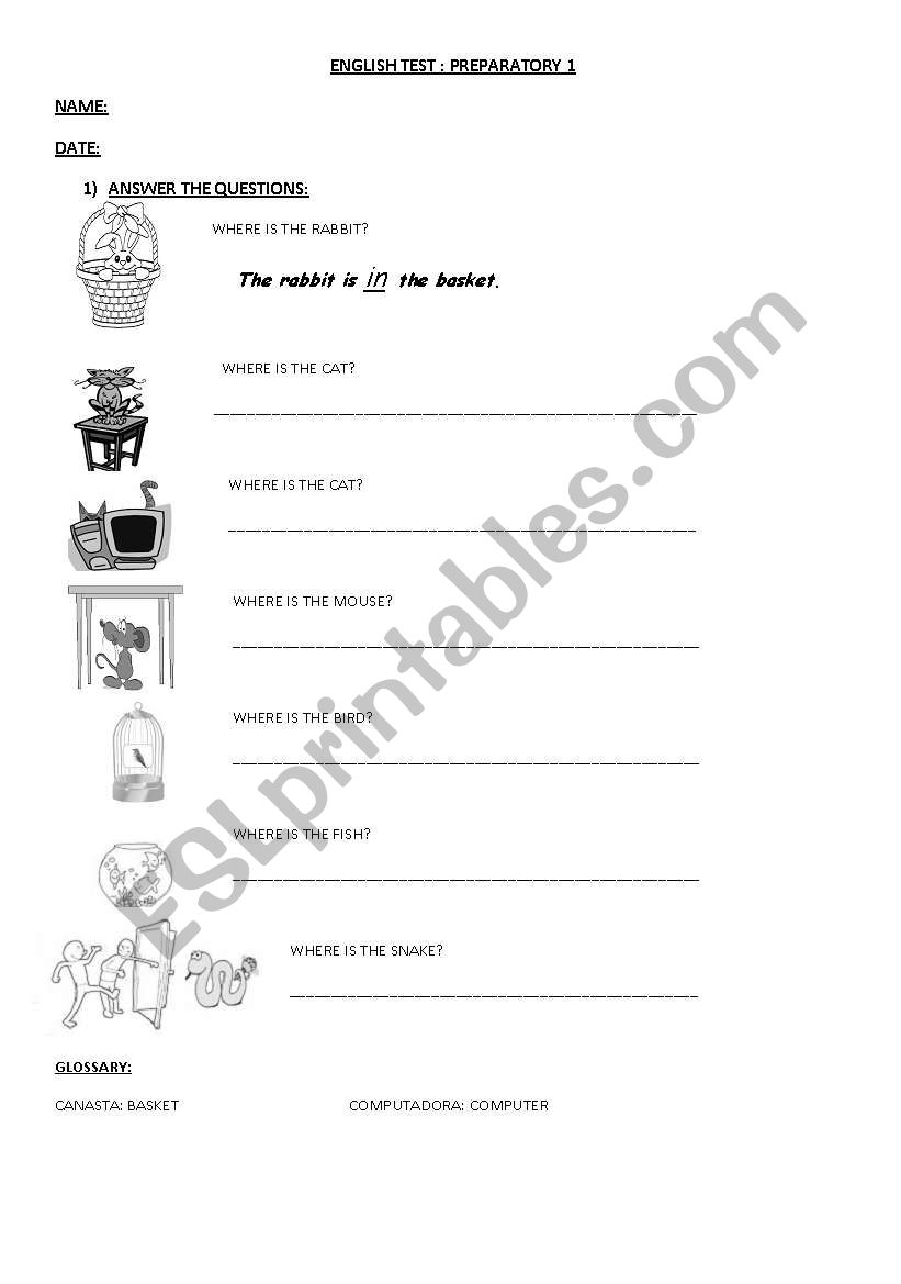 PREPOSITIONS FOR KIDS worksheet