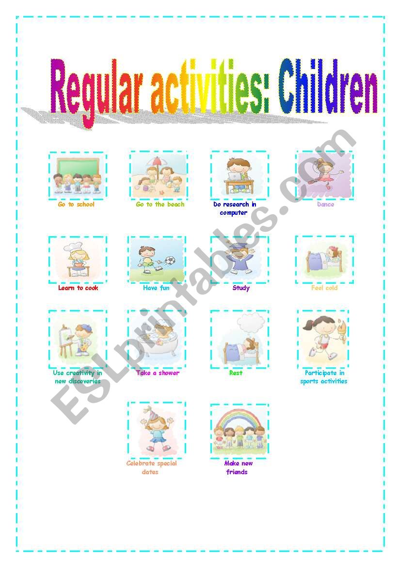 Regular activities: children worksheet