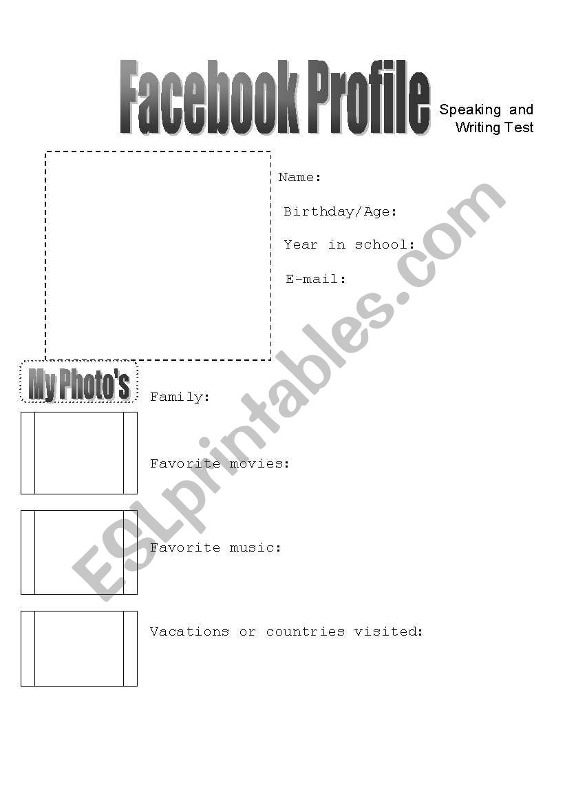 Facebook profile-class intro worksheet