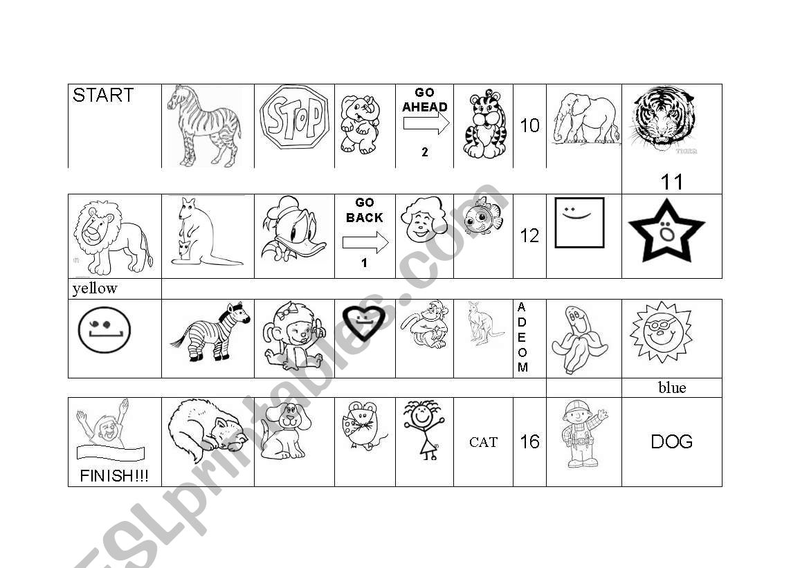 Board game. Vocabulary review worksheet