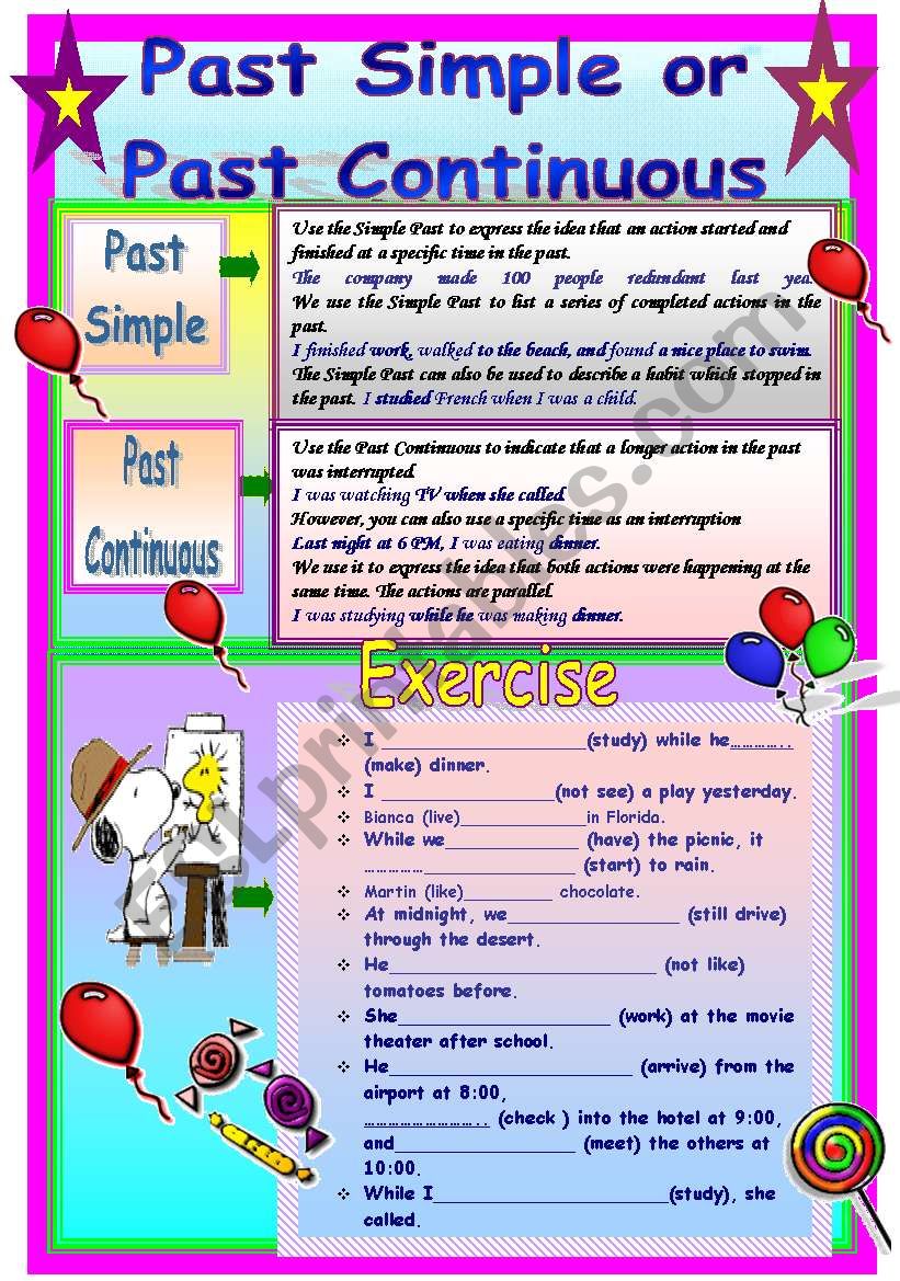 Past Simple Or Past Continuous ESL Worksheet By Demmieb