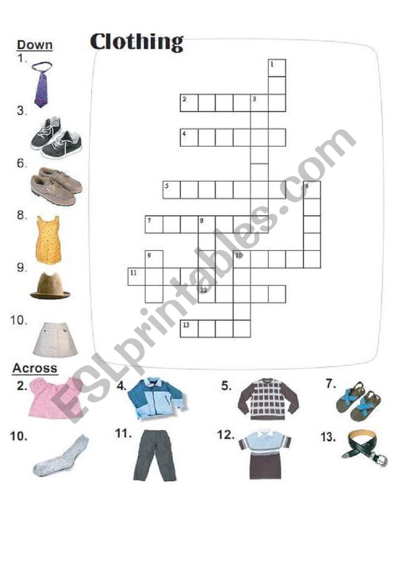 clothing worksheet