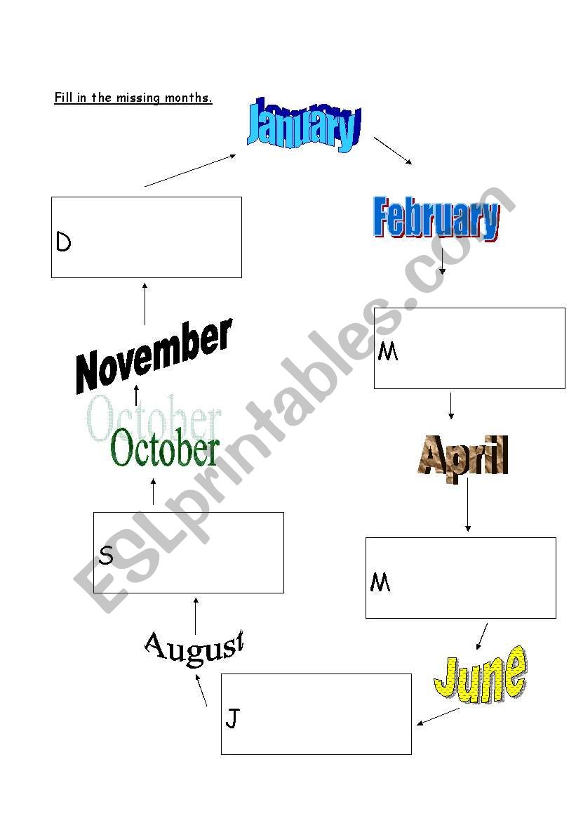 Missing months of the year worksheet